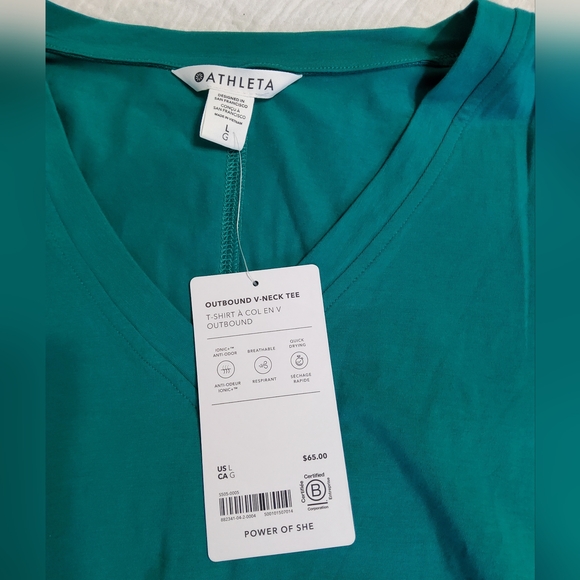 Athleta Outbound V-Neck Tee Size Large NWT - Picture 2 of 5